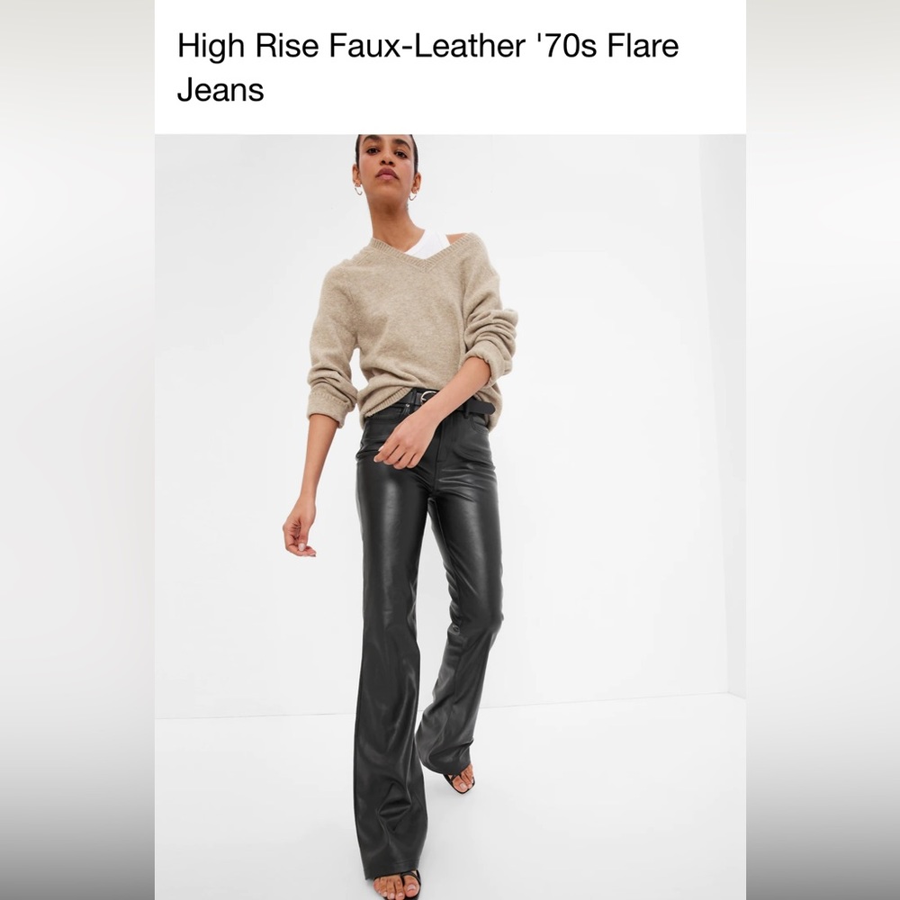 Gap High Rise Faux- Leather 70’s Flare Pants